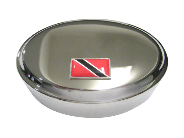 Thin Bordered Republic of Trinidad and Tobago Flag Oval Trinket Jewelry Box