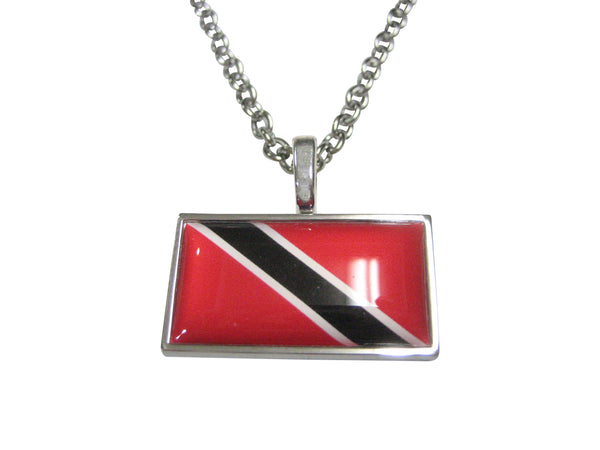 Thin Bordered Republic of Trinidad and Tobago Flag Pendant Necklace