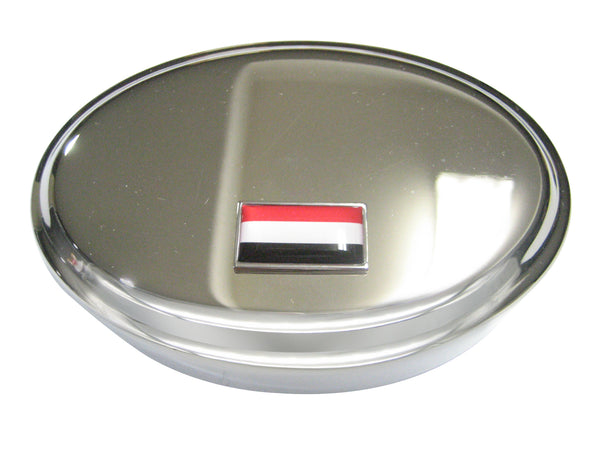 Thin Bordered Republic of Yemen Flag Oval Trinket Jewelry Box