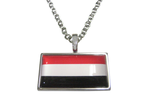 Thin Bordered Republic of Yemen Flag Pendant Necklace