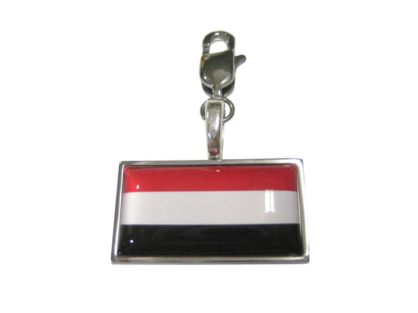 Thin Bordered Republic of Yemen Flag Pendant Zipper Pull Charm