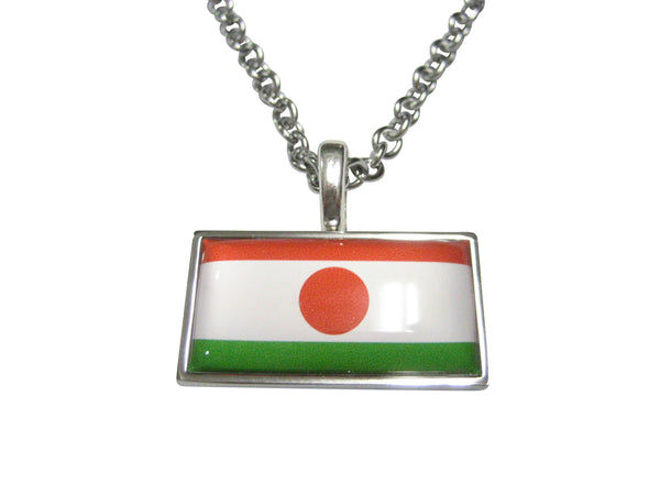 Thin Bordered Republic of the Niger Flag Pendant Necklace
