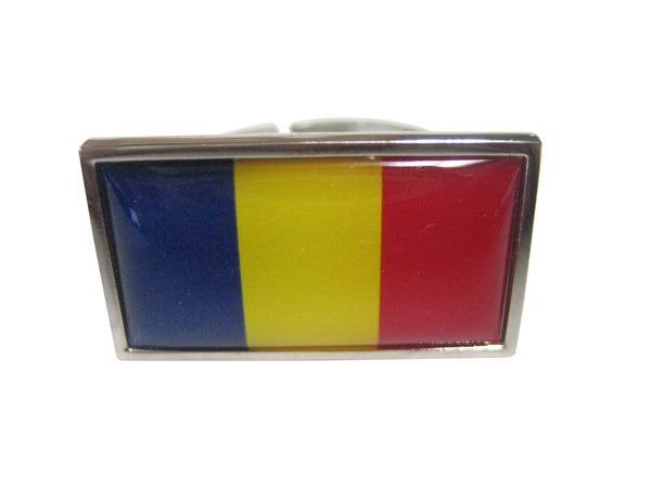Thin Bordered Romania Flag Adjustable Size Fashion Ring