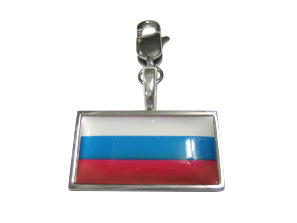 Thin Bordered Russia Flag Pendant Zipper Pull Charm
