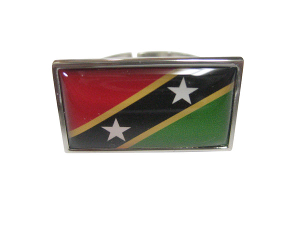 Thin Bordered Saint Kitts and Nevis Flag Adjustable Size Fashion Ring
