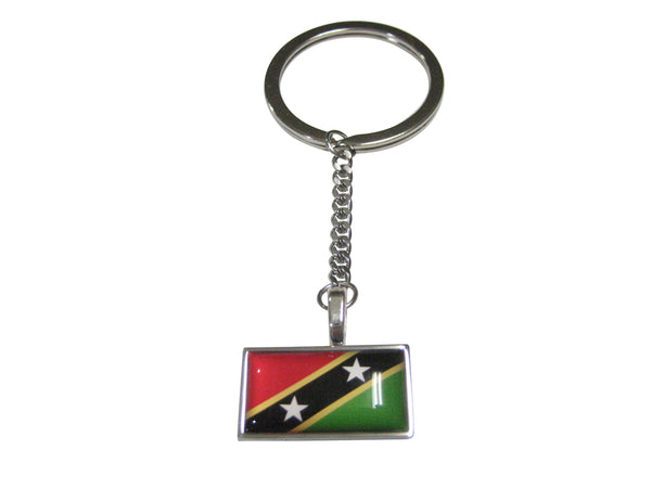 Thin Bordered Saint Kitts and Nevis Flag Pendant Keychain