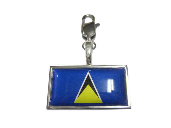 Thin Bordered Saint Lucia Flag Pendant Zipper Pull Charm