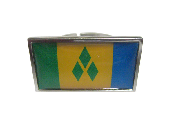 Thin Bordered Saint Vincent And The Grenadines Flag Adjustable Size Fashion Ring