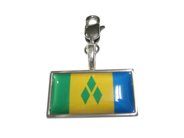 Thin Bordered Saint Vincent And The Grenadines Flag Pendant Zipper Pull Charm