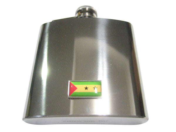 Thin Bordered São Tomé and Príncipe Flag 6oz Flask