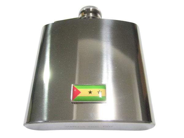 Thin Bordered São Tomé and Príncipe Flag 6oz Flask