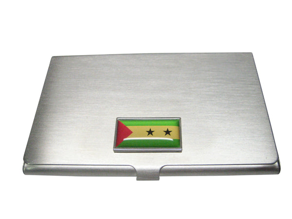Thin Bordered São Tomé and Príncipe Flag Business Card Holder