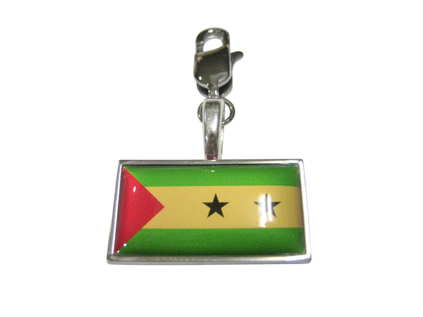 Thin Bordered São Tomé and Príncipe Flag Pendant Zipper Pull Charm