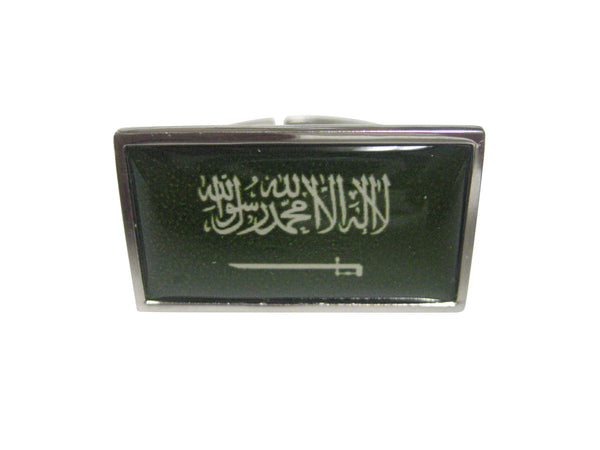 Thin Bordered Saudi Arabia Flag Adjustable Size Fashion Ring