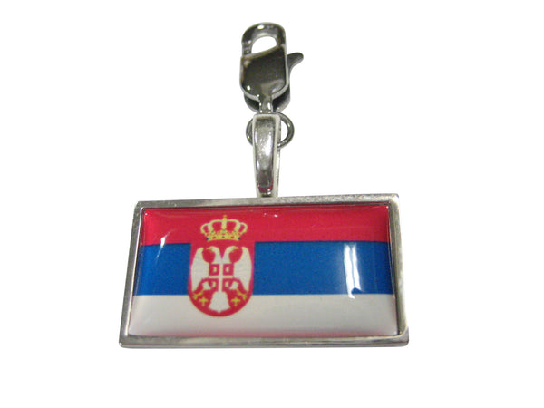 Thin Bordered Serbia Flag Pendant Zipper Pull Charm