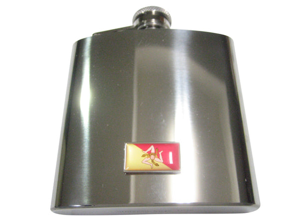 Thin Bordered Sicily Flag 6oz Flask