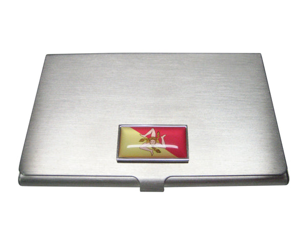 Thin Bordered Sicily Flag Business Card Holder