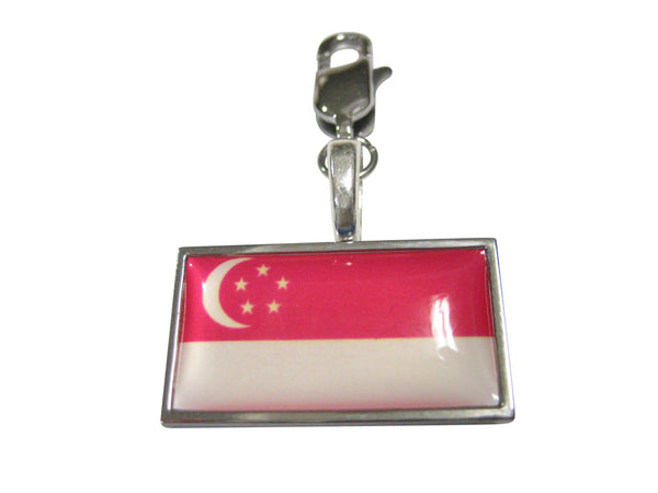 Thin Bordered Singapore Flag Pendant Zipper Pull Charm