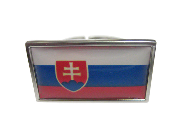 Thin Bordered Slovakia Flag Adjustable Size Fashion Ring