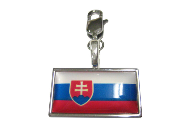 Thin Bordered Slovakia Flag Pendant Zipper Pull Charm
