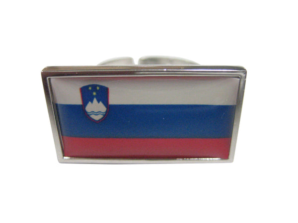 Thin Bordered Slovenia Flag Adjustable Size Fashion Ring