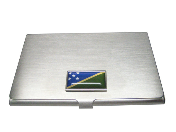 Thin Bordered Solomon Islands Flag Business Card Holder
