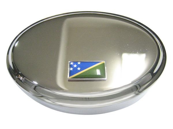 Thin Bordered Solomon Islands Flag Oval Trinket Jewelry Box