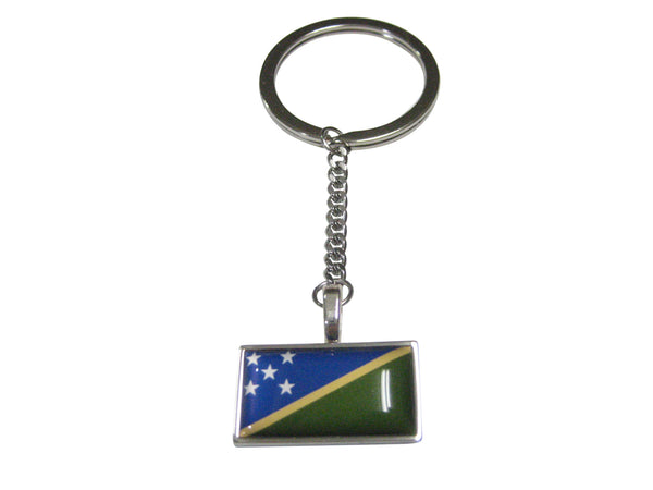 Thin Bordered Solomon Islands Flag Pendant Keychain