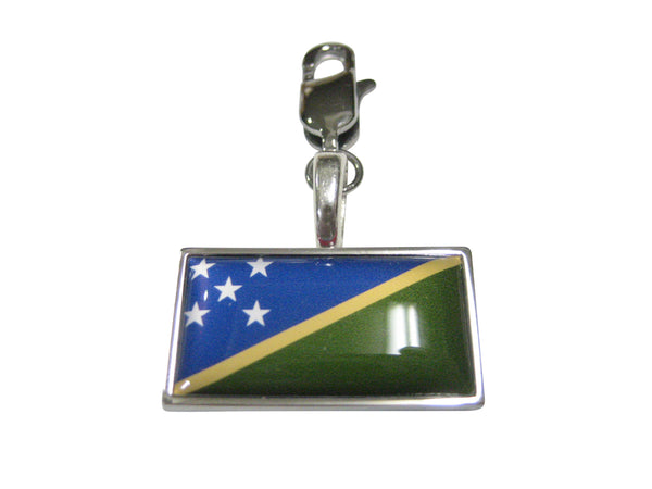 Thin Bordered Solomon Islands Flag Pendant Zipper Pull Charm