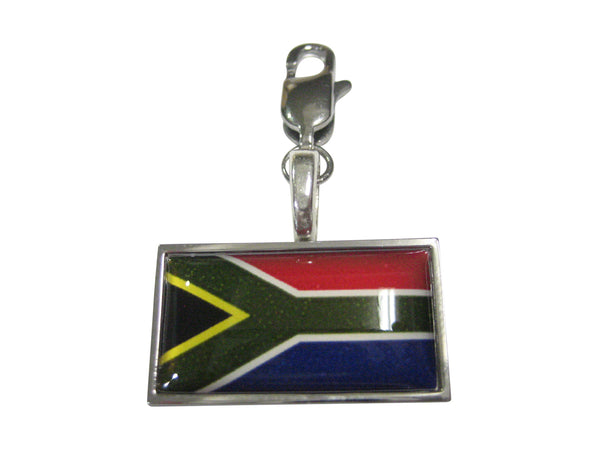Thin Bordered South Africa Flag Pendant Zipper Pull Charm