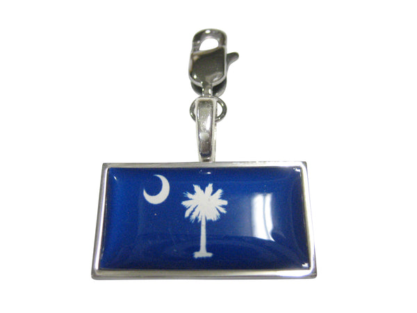 Thin Bordered South Carolina State Flag Pendant Zipper Pull Charm