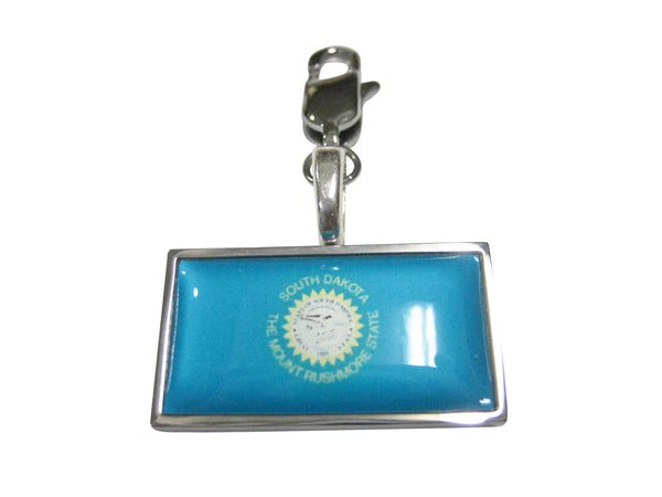 Thin Bordered South Dakota State Flag Pendant Zipper Pull Charm