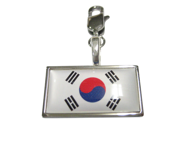 Thin Bordered South Korea Flag Pendant Zipper Pull Charm