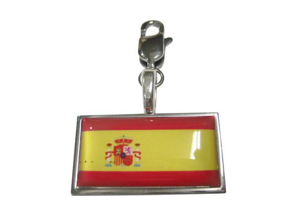 Thin Bordered Spain Flag Pendant Zipper Pull Charm