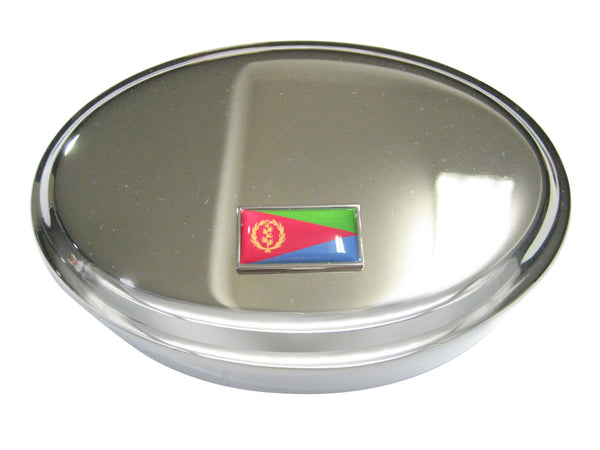 Thin Bordered State of Eritrea Flag Oval Trinket Jewelry Box
