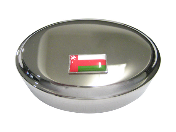 Thin Bordered Sultanate of Oman Flag Oval Trinket Jewelry Box