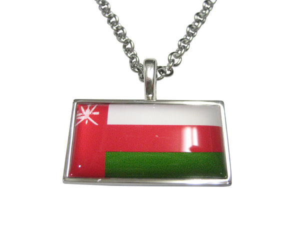 Thin Bordered Sultanate of Oman Flag Pendant Necklace