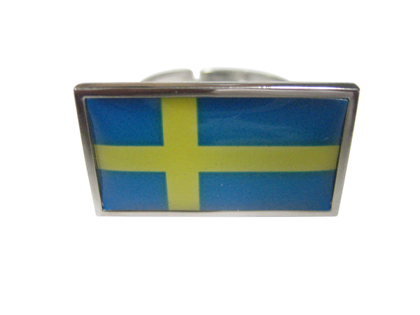 Thin Bordered Sweden Flag Adjustable Size Fashion Ring