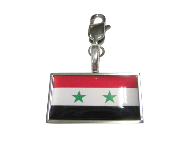 Thin Bordered Syria Flag Pendant Zipper Pull Charm