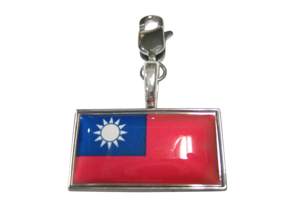 Thin Bordered Taiwan Flag Pendant Zipper Pull Charm