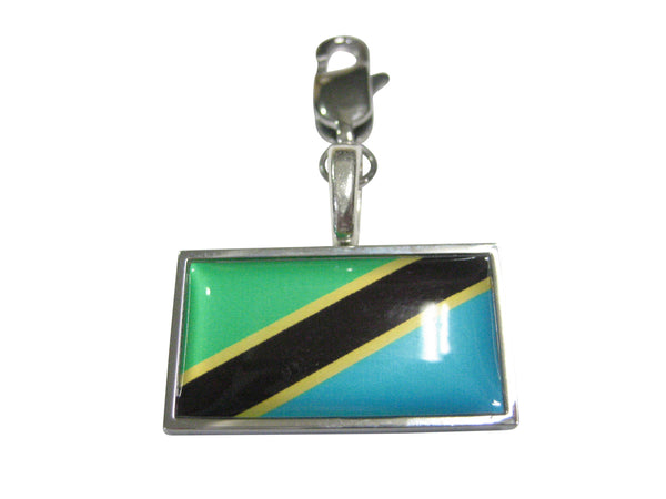 Thin Bordered Tanzania Flag Pendant Zipper Pull Charm
