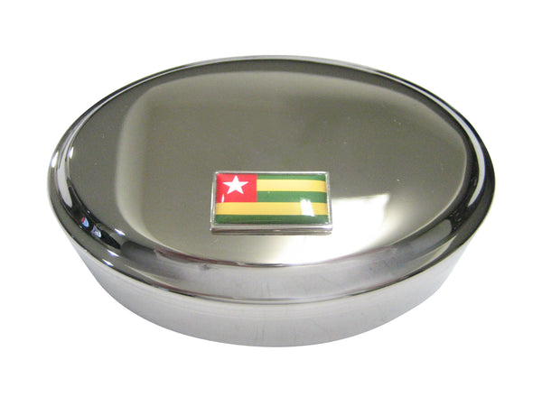 Thin Bordered Togo Togolese Republic Flag Oval Trinket Jewelry Box