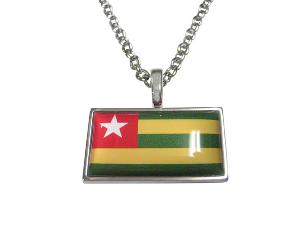 Thin Bordered Togo Togolese Republic Flag Pendant Necklace