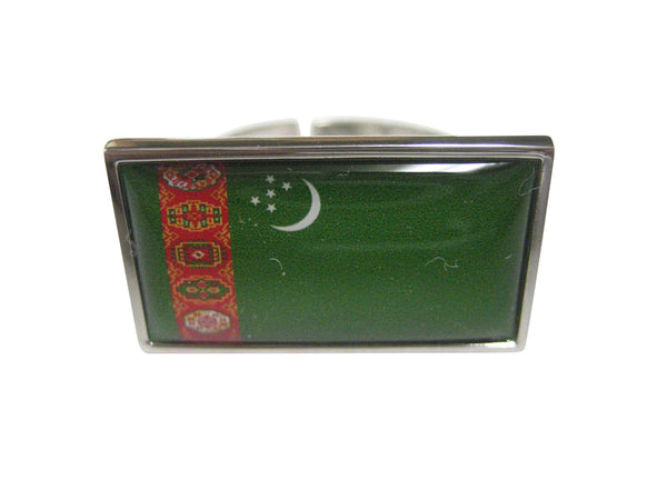 Thin Bordered Turkmenistan Turkmenia Flag Adjustable Size Fashion Ring