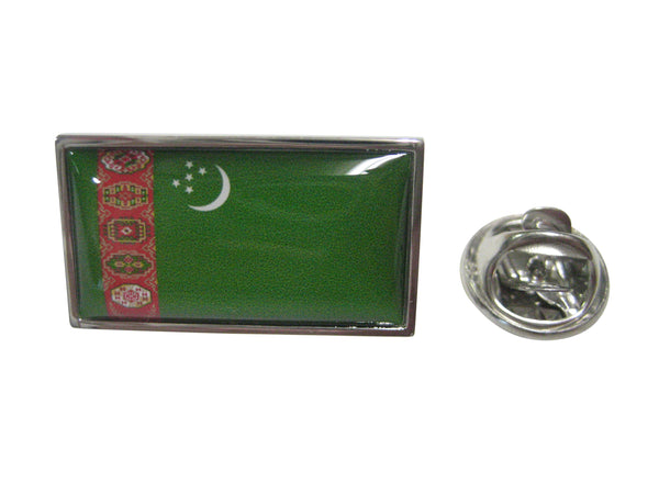 Thin Bordered Turkmenistan Turkmenia Flag Lapel Pin