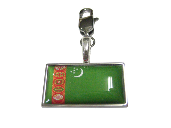 Thin Bordered Turkmenistan Turkmenia Flag Pendant Zipper Pull Charm