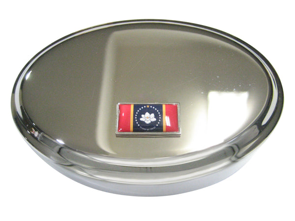 Thin Bordered UPDATED NEW Mississippi State Flag Oval Trinket Jewelry Box