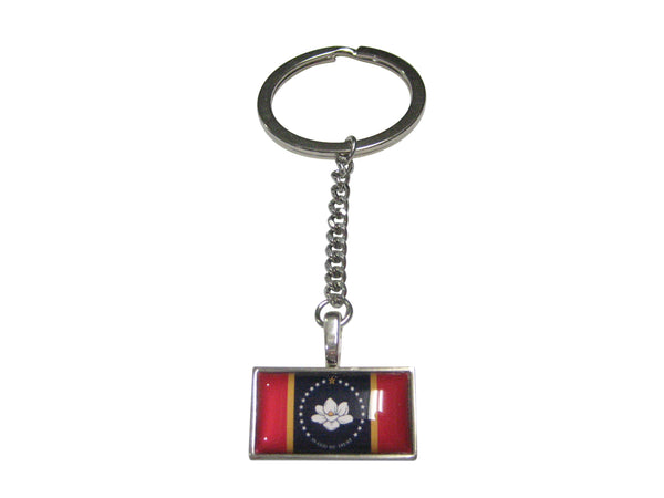 Thin Bordered UPDATED NEW Mississippi State Flag Pendant Keychain