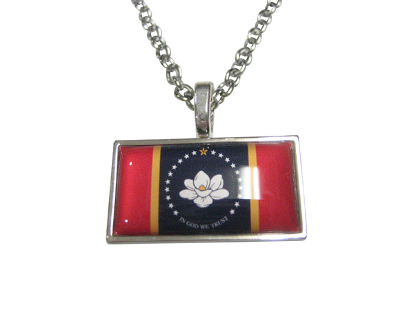Thin Bordered UPDATED NEW Mississippi State Flag Pendant Necklace
