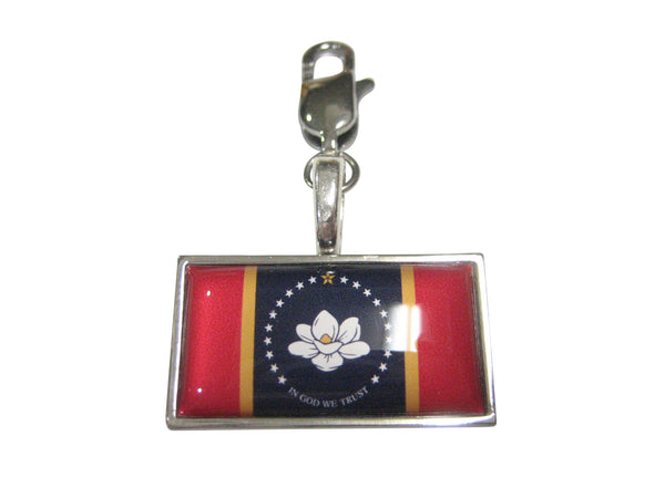 Thin Bordered UPDATED NEW Mississippi State Flag Pendant Zipper Pull Charm